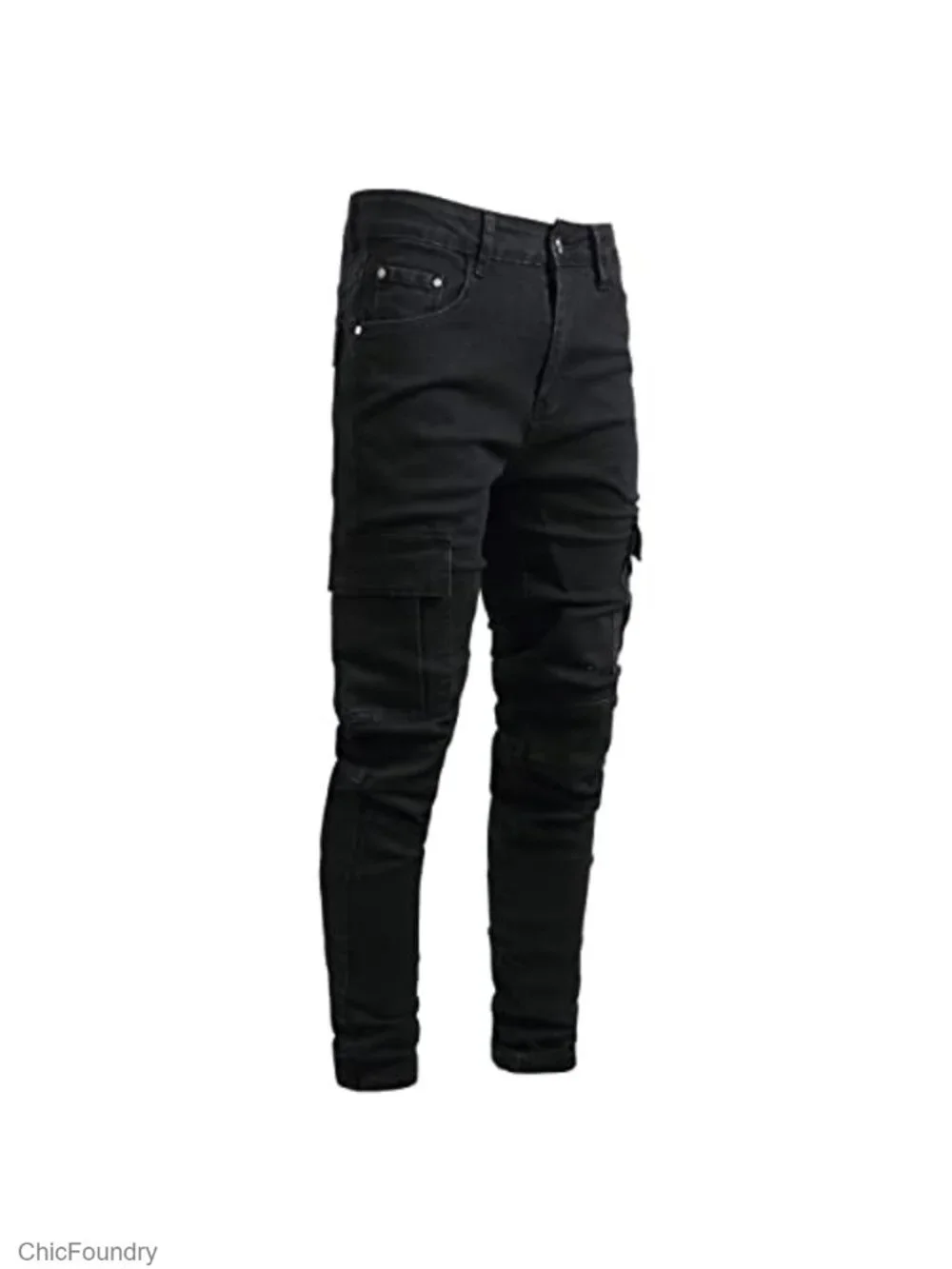 Slim Fit Stretch Ripped Skinny Jeans Straight Leg Casual Pants